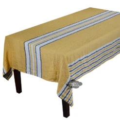 62x98" Rectangular Zonza Safran French 100% Linen Tablecloth By Harmony