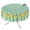 70" Round Lemon & Mimosa Green Acrylic-Coated Cotton Tablecloth By L'Ensoleillade -Kitchen Textiles l ensoleillade lemon mimosa green french cotton acrylic coated round 70 180 tablecloth sqw