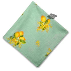 Lemon & Mimosa Green Provence All-Over Cotton Napkin By L'Ensoleillade