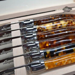 Kitchen Textiles -Kitchen Textiles laguiole french steak knives knife set faux tortoise shell amber resin asqw