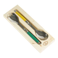 Laguiole Jean Dubost Salad Set - Green & Yellow Handles