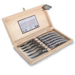 Laguiole Jean Dubost DeLuxe Table Knives Set Of 6 - Stainless Steel Handles