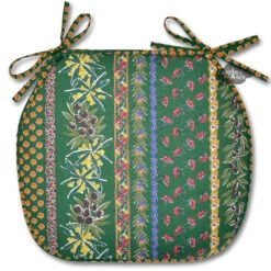 Olives Green Acrylic-Coated Cotton French Style Chair Pad By Le Cluny