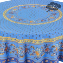 70" Round Lisa Blue French Country Tablecloths By Le Cluny -Kitchen Textiles le cluny french country lisa blue round tablecloth esqw