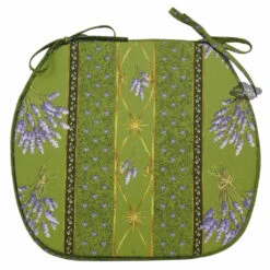 Lavender Green Acrylic-Coated Cotton French Style Chair Pad By Le Cluny