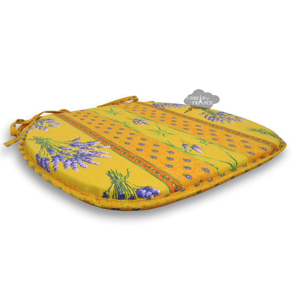 Lavender Yellow Acrylic-Coated Cotton French Style Chair Pad By Le Cluny 4 Lavender Yellow Acrylic-Coated Cotton French Style Chair Pad By Le Cluny - Image 2