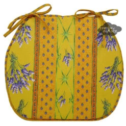 Lavender Yellow Acrylic-Coated Cotton French Style Chair Pad By Le Cluny