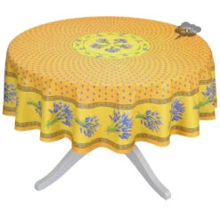 70" Round Lavender Yellow Provence Tablecloths By Le Cluny