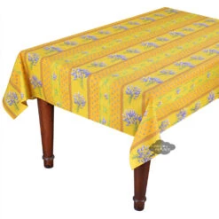 60x84" Rectangular Lavender Yellow Acrylic-Coated Cotton Provence Tablecloth By Le Cluny