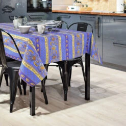 60x108" Rectangular Lisa Blue Acrylic-Coated Cotton French Country Tablecloth By Le Cluny -Kitchen Textiles le cluny lisa blue french country rectangular tablecloth sqw 9586ca1f 1901 49b6 9ad5 42ec7cc67a08