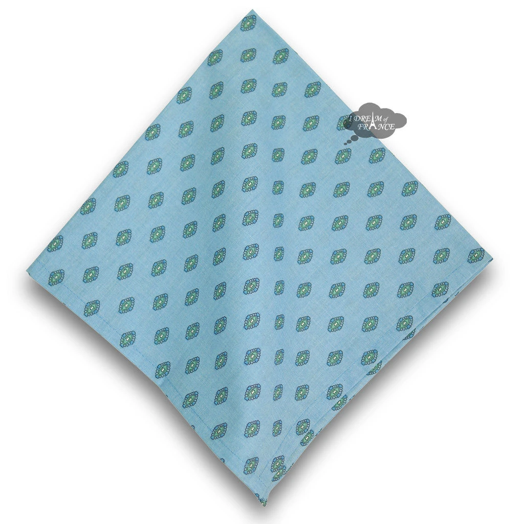 Lisa Turquoise Provence Cotton Napkin By Le Cluny 3 Lisa Turquoise Provence Cotton Napkin By Le Cluny