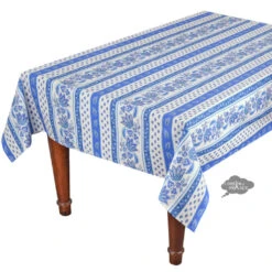 52x72" Rectangular Lisa White Acrylic-Coated Cotton French Country Tablecloth By Le Cluny