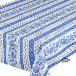 60x132" Rectangular Lisa White Acrylic-Coated Cotton French Country Tablecloth By Le Cluny -Kitchen Textiles le cluny lisa white french tablecloth rectangular bsqw 5584f794 450e 4863 83c7 bbebd23c8f42