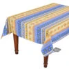 52x72" Rectangular Monaco Blue & Yellow Acrylic-Coated Cotton Provence Tablecloth By Le Cluny -Kitchen Textiles le cluny monaco blue french provencal rectangular tablecloth sqw