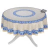 70" Round Monaco Beige & Blue Provence Tablecloth By Le Cluny -Kitchen Textiles le cluny monaco cream french provencal round cotton coated tablecloth sqw