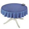 60" Round Olives Blue All-Over Acrylic-Coated Cotton Provence Tablecloth By Le Cluny