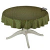 60" Round Olives Green All-Over Acrylic-Coated Cotton Provence Tablecloth By Le Cluny -Kitchen Textiles le cluny olives green french provencal tablecloth small round all over sqw