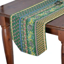 16x72" Olives Green Acrylic-Coated Cotton Provence Table Runner By Le Cluny