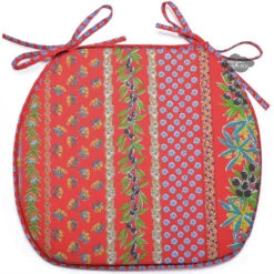 Olives Red Acrylic-Coated Cotton French Style Chair Pad By Le Cluny