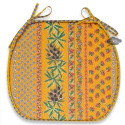 Olives Yellow Acrylic-Coated Cotton French Style Chair Pad By Le Cluny