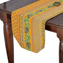 16x72" Olives Yellow Acrylic-Coated Cotton Provence Table Runner By Le Cluny