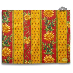 Sunflower Red Acrylic-Coated Cotton Reversible Placemat By Le Cluny