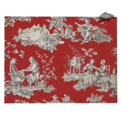 Villandry Red French Toile Acrylic-Coated Cotton Reversible Placemat By Le Cluny