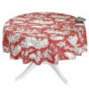 60" Round Villandry Red Toile Acrylic-Coated Cotton French Tablecloth By Le Cluny