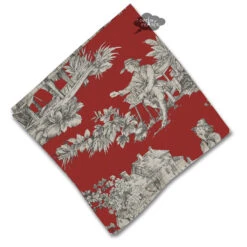Villandry Red French Toile Cotton Napkin By Le Cluny