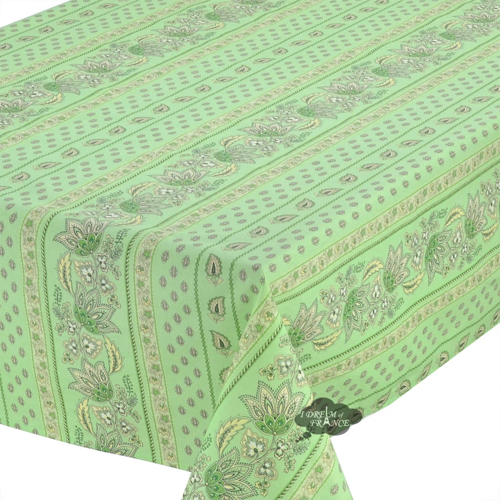 60x84" Rectangular Lisa Pistachio Acrylic-Coated Cotton Provence Tablecloth By Le Cluny 4 60x84" Rectangular Lisa Pistachio Acrylic-Coated Cotton Provence Tablecloth By Le Cluny - Image 2