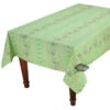 60x132" Rectangular Lisa Pistachio Acrylic-Coated Cotton Provence Tablecloth By Le Cluny