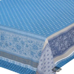 62x78" Rectangular Massilia Azure French Jacquard Cotton Tablecloth By Marat D'Avignon 5 62x78" Rectangular Massilia Azure French Jacquard Cotton Tablecloth By Marat D'Avignon -Kitchen Textiles massilia marseille french jacquard cotton teflon tablecloth tissus toselli asqw