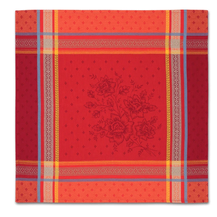 Massilia Red French Cotton Jacquard Napkin By Marat D'Avignon 4 Massilia Red French Cotton Jacquard Napkin By Marat D'Avignon - Image 2