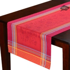20x64" Massilia Red Jacquard Cotton French Table Runner By Marat D'Avignon