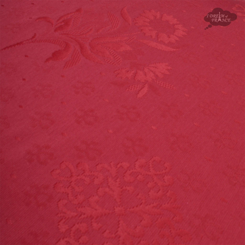 55x86" Rectangular Poppies Yellow & Red Matelassé Tablecloth By Tissus Toselli 4 55x86" Rectangular Poppies Yellow & Red Matelassé Tablecloth By Tissus Toselli - Image 2