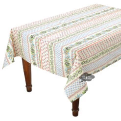 52x72" Rectangular Olives Cream Acrylic-Coated Cotton Provence Tablecloth By Le Cluny