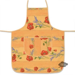 Poppies Yellow Cotton Kitchen Apron By Tissus Toselli