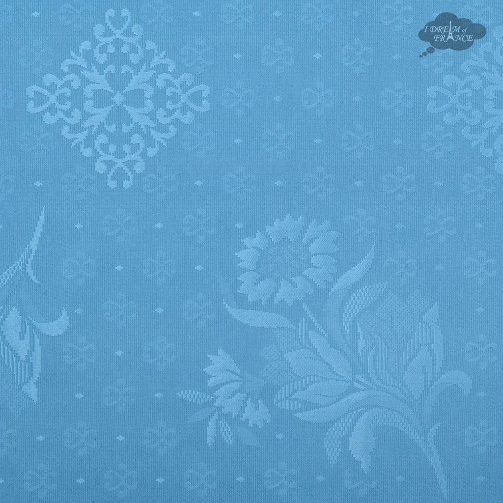 62x108" Rectangular Moustiers Blue Matelassé Tablecloth By Tissus Toselli 4 62x108" Rectangular Moustiers Blue Matelassé Tablecloth By Tissus Toselli - Image 2