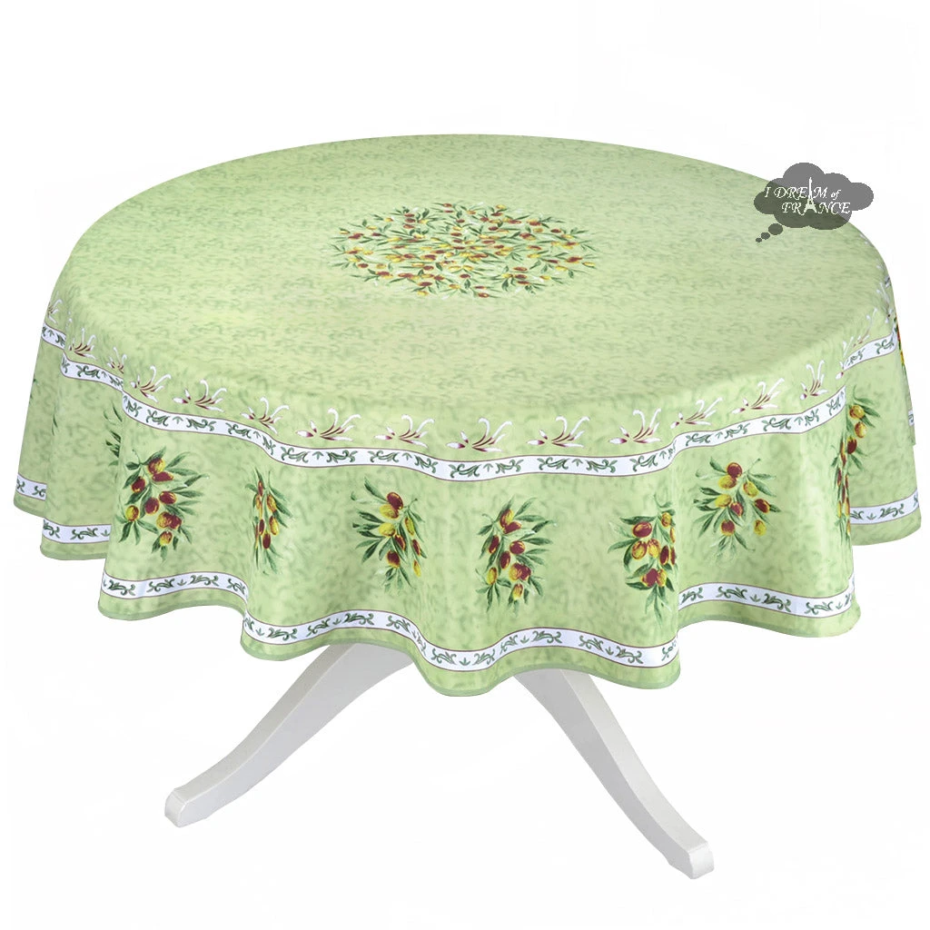 Provence Olivier Green French Provencal Polyester Tablecloth - 70" Round 3 Provence Olivier Green French Provencal Polyester Tablecloth - 70" Round