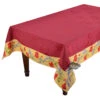 55x86" Rectangular Poppies Yellow & Red Matelassé Tablecloth By Tissus Toselli
