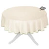 58" Round Calisson Cream & Green Allover Acrylic-Coated Cotton Tablecloth By Tissus Toselli
