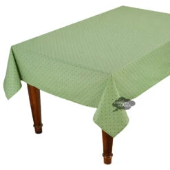 60x96" Rectangular Calisson Green Acrylic-Coated Cotton Tablecloth By Tissus Toselli