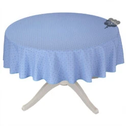 70" Round Calisson Lavender Blue Allover Acrylic-Coated Cotton Tablecloth By Tissus Toselli