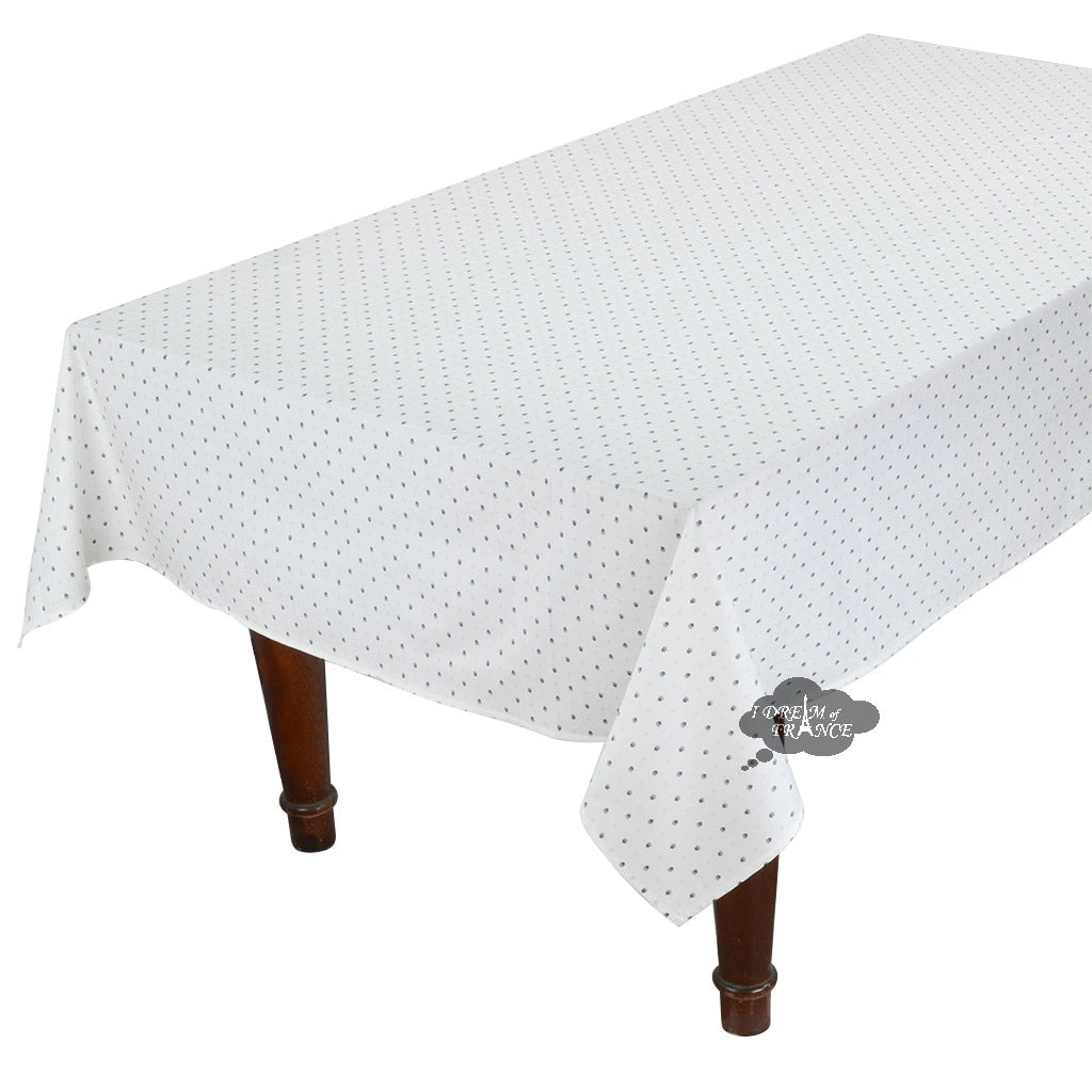 60x96" Rectangular Calisson White & Blue Acrylic-Coated Cotton Tablecloth By Tissus Toselli 3 60x96" Rectangular Calisson White & Blue Acrylic-Coated Cotton Tablecloth By Tissus Toselli