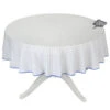 58" Round Calisson White & Blue Allover Acrylic-Coated Cotton Tablecloth By Tissus Toselli