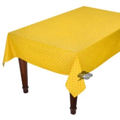 60x96" Rectangular Calisson Yellow & Blue Acrylic-Coated Cotton Tablecloth By Tissus Toselli