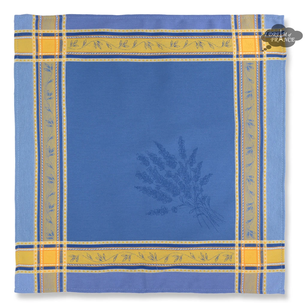 Senanque Blue French Cotton Jacquard Napkin By L'Ensoleillade 4 Senanque Blue French Cotton Jacquard Napkin By L'Ensoleillade - Image 2
