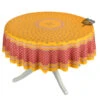70" Round Sormiou Yellow & Red Acrylic-Coated Cotton Tablecloth By Label France
