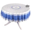 70" Round Sormiou Blue & White Acrylic-Coated Cotton Tablecloth By Label France