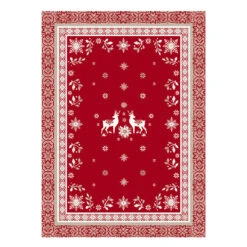 Winter Valley Red French Cotton Kitchen Towel By Tissus Toselli